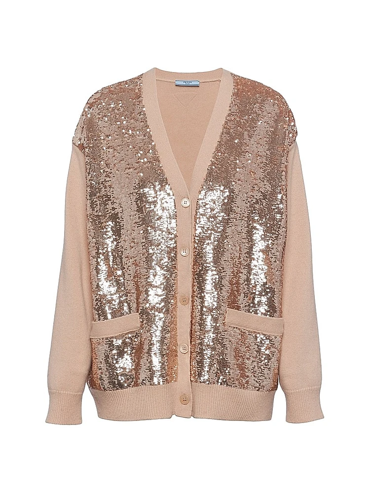 Cashmere and Wool Cardigan with Sequins