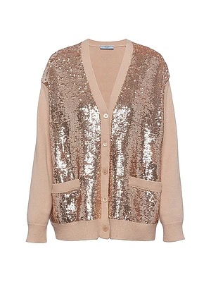 Cashmere and Wool Cardigan with Sequins
