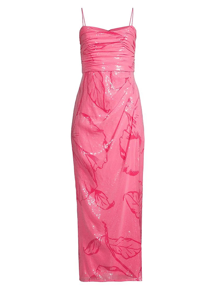 Luxe Floral Sequin Sleeveless Gown