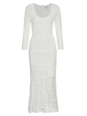 Sheer Rib-Knit Midi-Dress