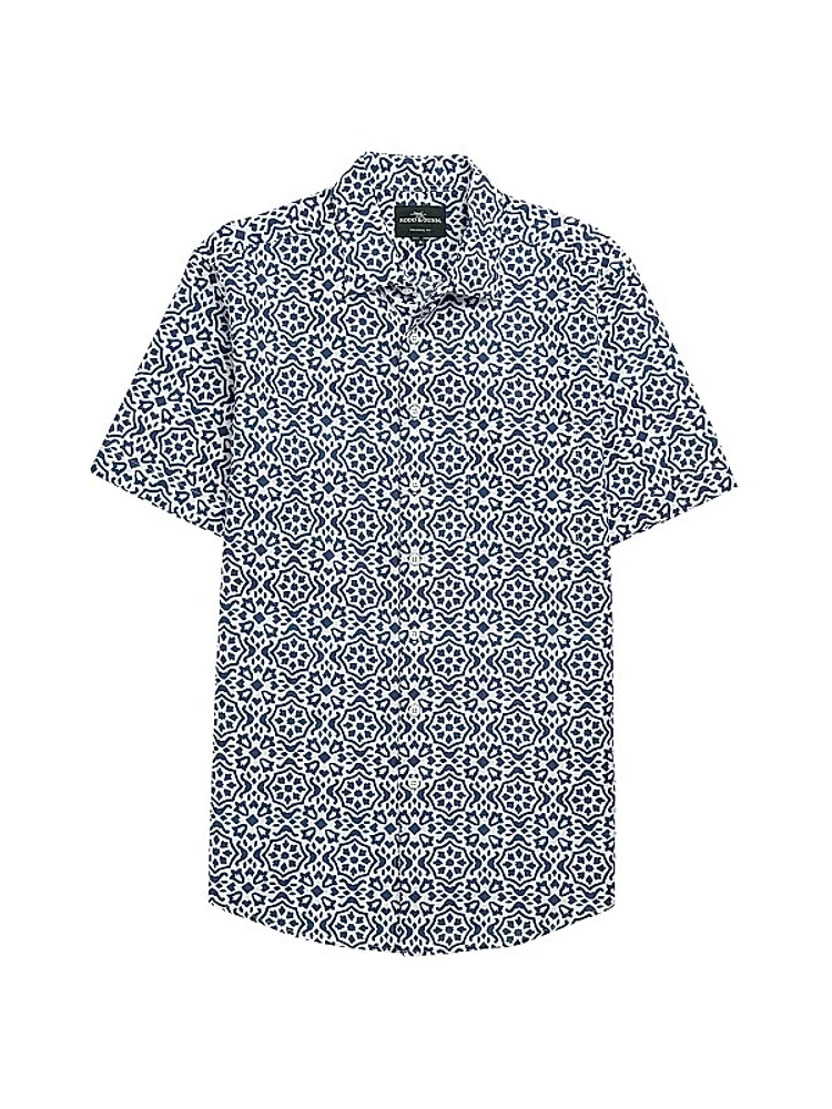 Becksley Geometric Linen & Cotton-Blend Button-Front Shirt