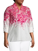 Ruffled Floral Cotton Blouse