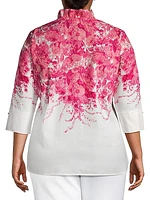 Ruffled Floral Cotton Blouse