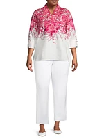 Ruffled Floral Cotton Blouse