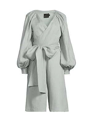 Debra Tie-Waist Linen Jumpsuit