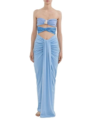 Sarakiniko Giselle Draped Strapless Maxi Dress