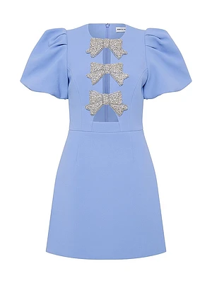 Juliana Puff-Sleeve Bow Minidress