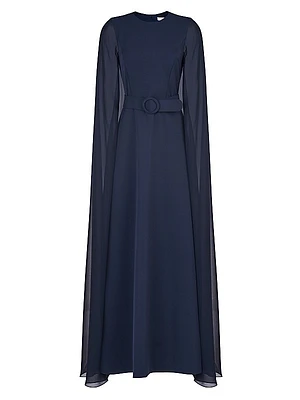 Freya Crepe Cape Gown