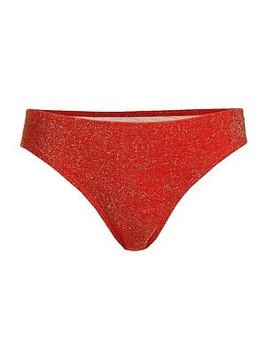Metallic Mid-Rise Bikini Bottom