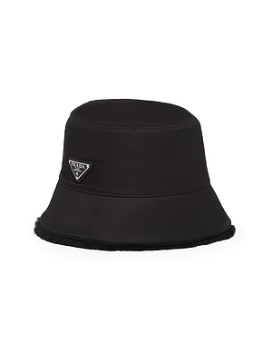 Re-Nylon And Shearling Bucket Hat