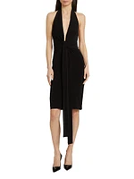 Tie-Front Jersey Knee-Length Dress