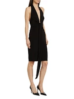 Tie-Front Jersey Knee-Length Dress