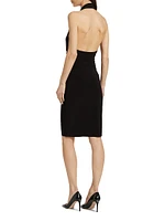Tie-Front Jersey Knee-Length Dress