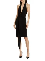 Tie-Front Jersey Knee-Length Dress
