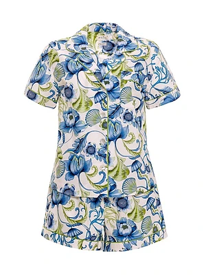 Blue Serenity Nina Green Medusa 2-Piece Pajama Set