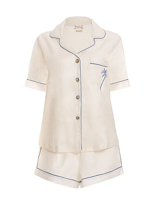 Blue Serenity Nina Linen Short 2-Piece Pajama Set