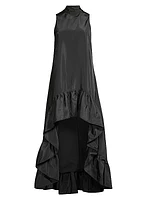 Taffeta Ruffle High-Low Gown
