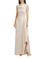 Half Moon Asymmetric Satin Gown