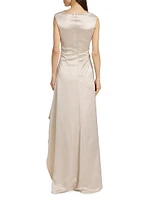 Half Moon Asymmetric Satin Gown