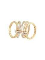 Enchanted Forest 18K-Gold-Plated & Cubic Zirconia Five-Band Ring