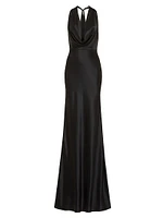 Pearl Satin Cowl-Neck Gown