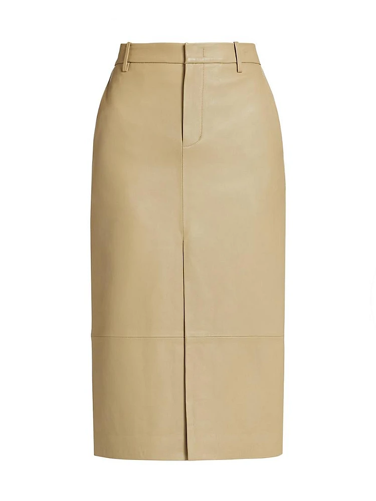 Leather Pencil Midi-Skirt
