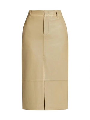 Leather Pencil Midi-Skirt