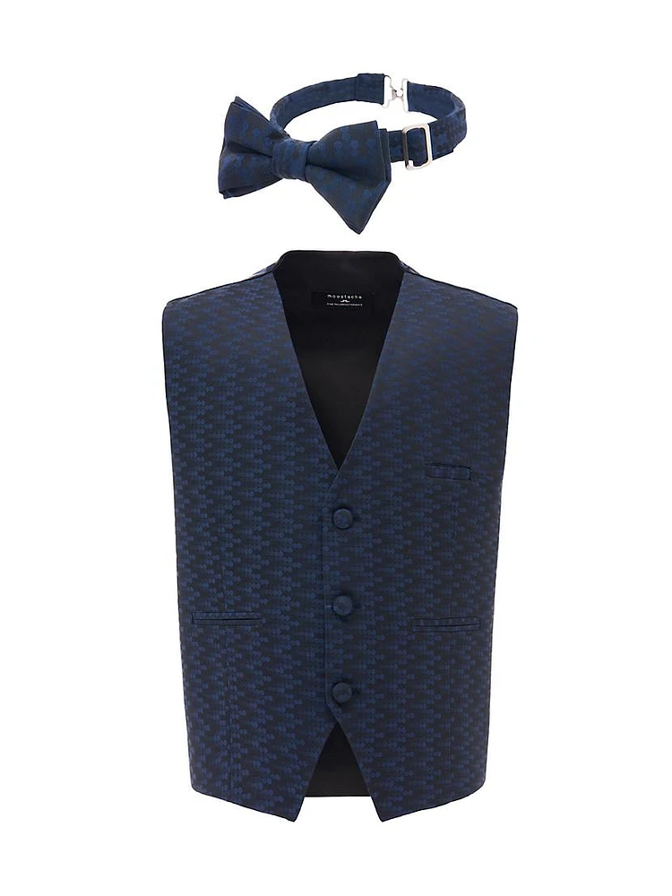 Little Boy's & Boy's Geometric Vest & Bow-Tie