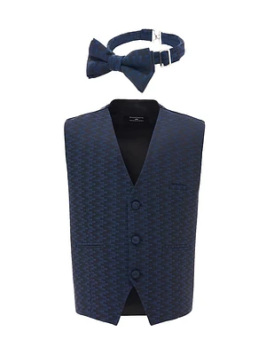 Little Boy's & Boy's Geometric Vest & Bow-Tie