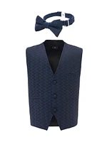 Little Boy's & Boy's Geometric Vest & Bow-Tie