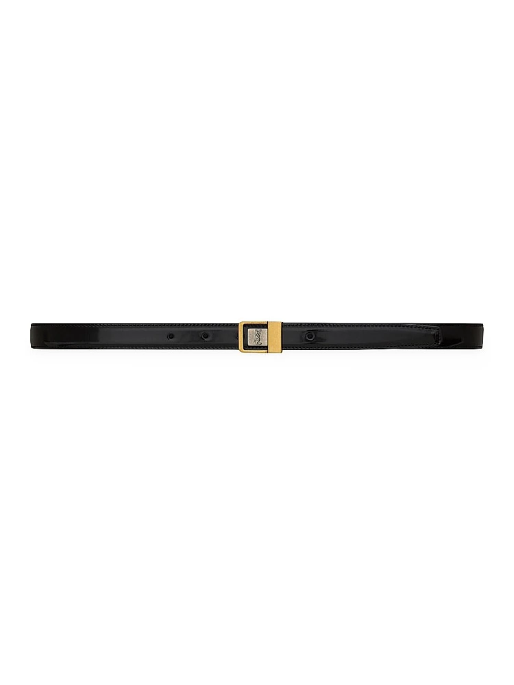 Buckle Thin Belt Shiny Leather