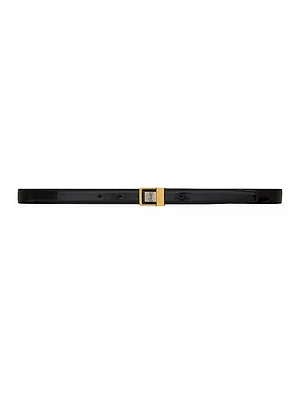 Buckle Thin Belt Shiny Leather