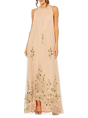 Embellished Tulle Trapeze Gown