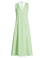 Sleeveless Cotton-Blend Midi-Dress