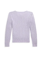 Little Girl's & Cotton Cable-Knit Sweater