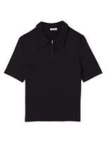 Knitted Polo Shirt With Zip Collar