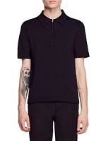 Knitted Polo Shirt With Zip Collar