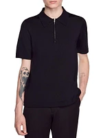 Knitted Polo Shirt With Zip Collar