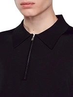 Knitted Polo Shirt With Zip Collar