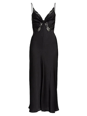 Satin Lace Midi-Dress