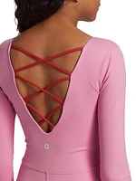 Long-Sleeve Lace-Up Romper