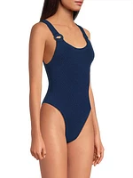 Domino Circle-Insert One-Piece Swimsuit