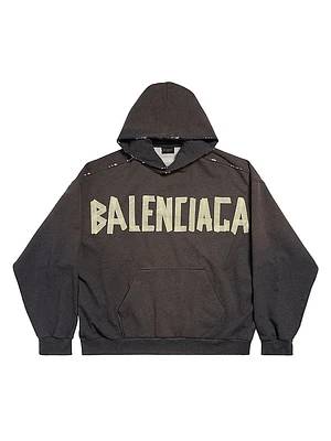 Tape Type Ripped Pocket Hoodie Large Fit