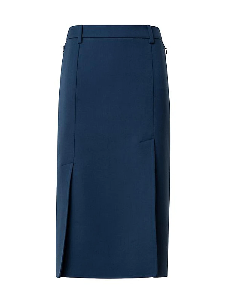 Wool Pencil Midi-Skirt