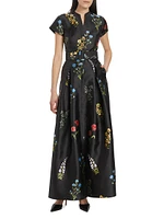 Marta Floral Mikado Fit & Flare Gown