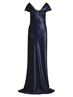 Twisted Silk-Blend Satin Gown
