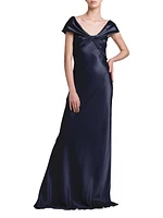 Twisted Silk-Blend Satin Gown