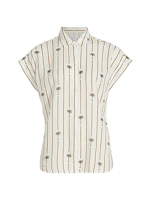 Jamie Striped Button-Front Top