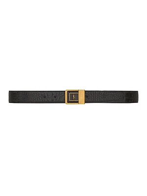 LA 66 Buckle Belt in Crocodile-Embossed Leather