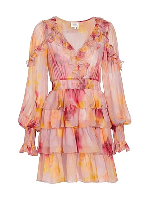 Orchid Smocked Ruffled Minidress